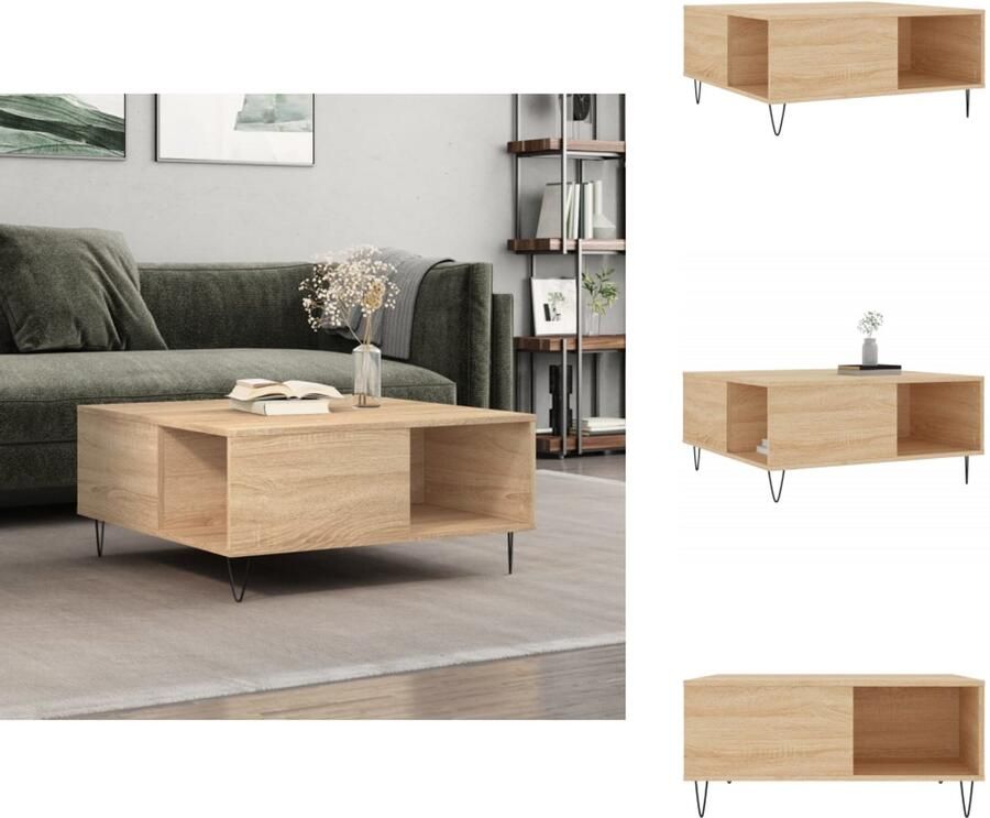 VidaXL Salontafel Salontafels Bijzettafel Banktafel Salontafel 80x80x36 5 cm bewerkt hout sonoma eikenkleurig