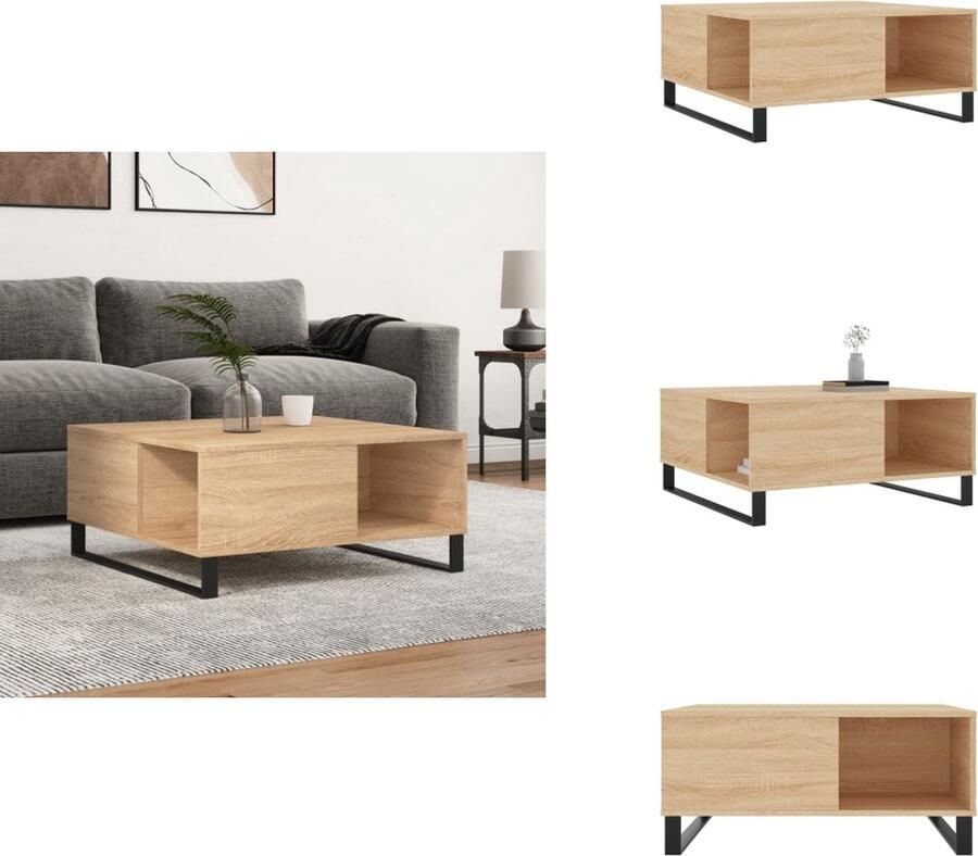VidaXL Salontafel Salontafels Bijzettafel Banktafel Salontafel 80x80x36 5 cm bewerkt hout sonoma eikenkleurig