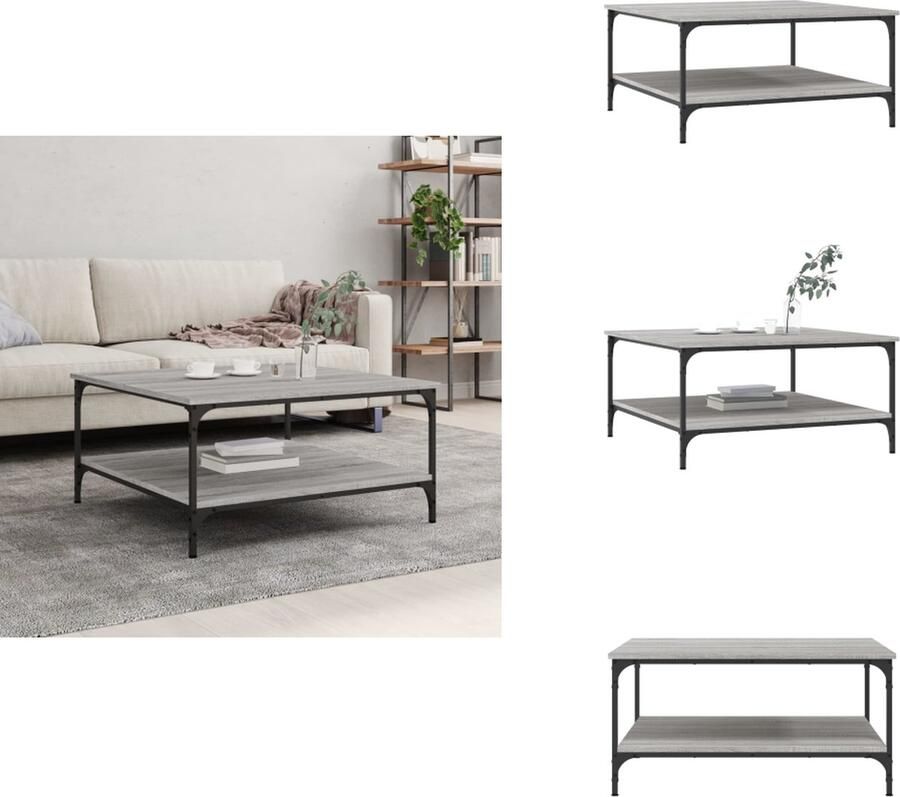VidaXL Salontafel Salontafels Bijzettafel Banktafel -Salontafel-80x80x40-cm-bewerkt-hout-grijs-sonoma-eikenkleurig - Foto 2