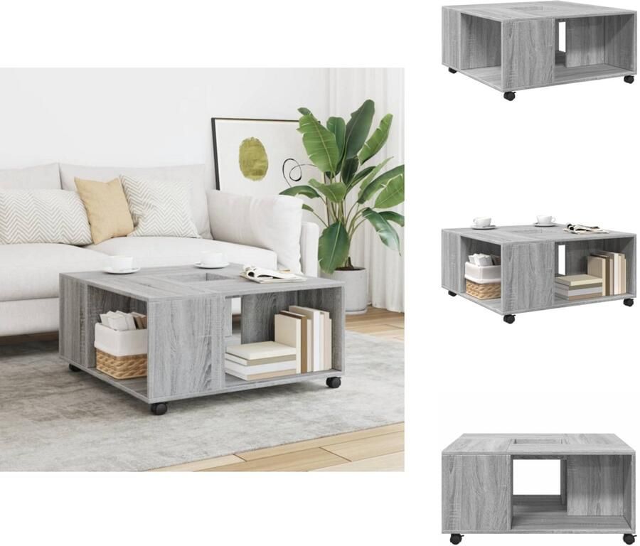VidaXL Salontafel Salontafels Bijzettafel Banktafel Salontafel 80x80x40 cm bewerkt hout grijs sonoma eikenkleurig