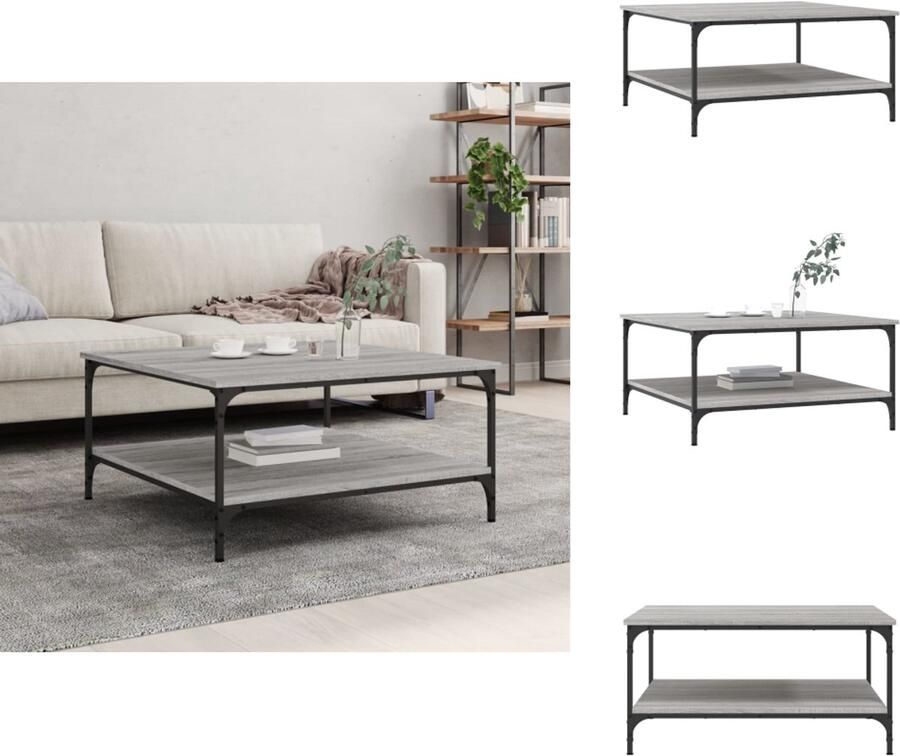 VidaXL Salontafel Salontafels Bijzettafel Banktafel -Salontafel-80x80x40-cm-bewerkt-hout-grijs-sonoma-eikenkleurig