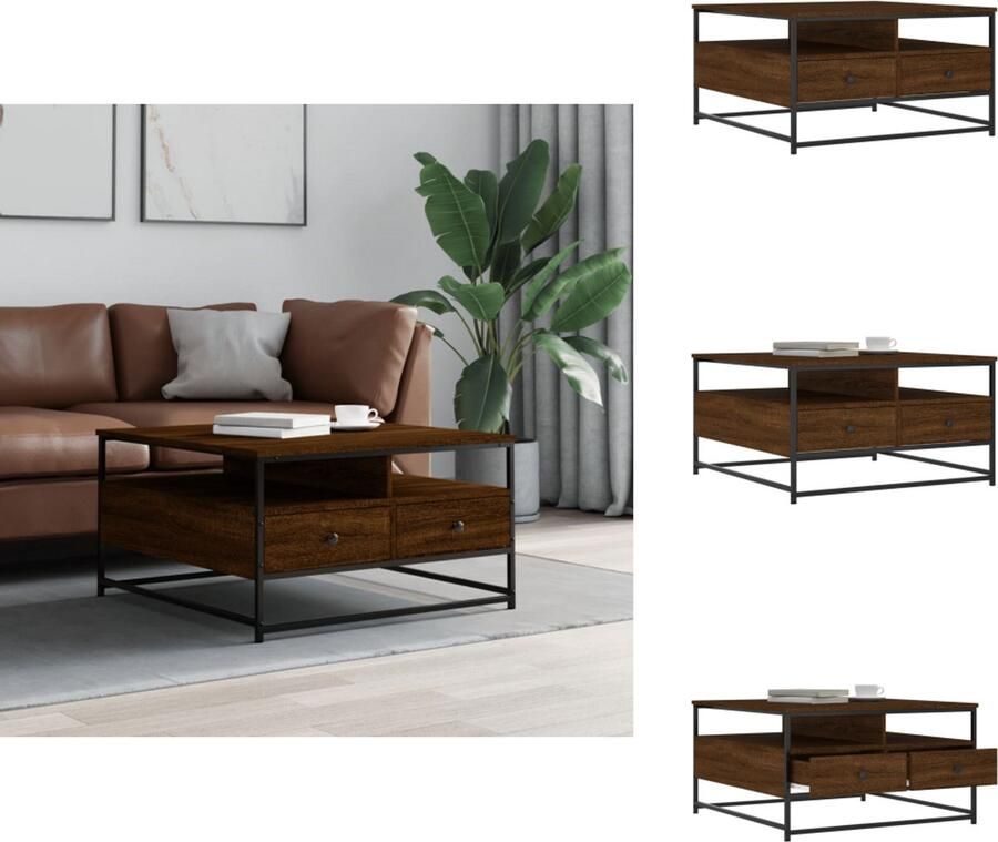 VidaXL Salontafel Salontafels Bijzettafel Banktafel Salontafel 80x80x45 cm bewerkt hout bruin eikenkleur