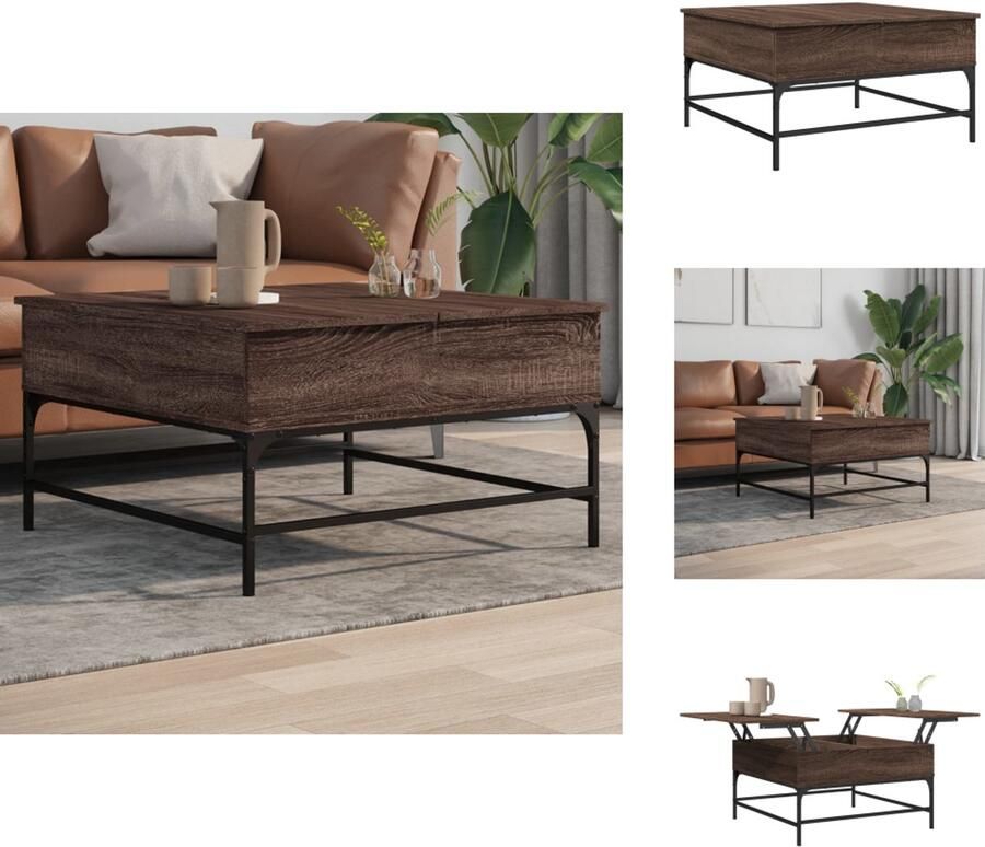 VidaXL Salontafel Salontafels Bijzettafel Banktafel Salontafel 80x80x45 cm bewerkt hout en metaal bruin eikenkleur