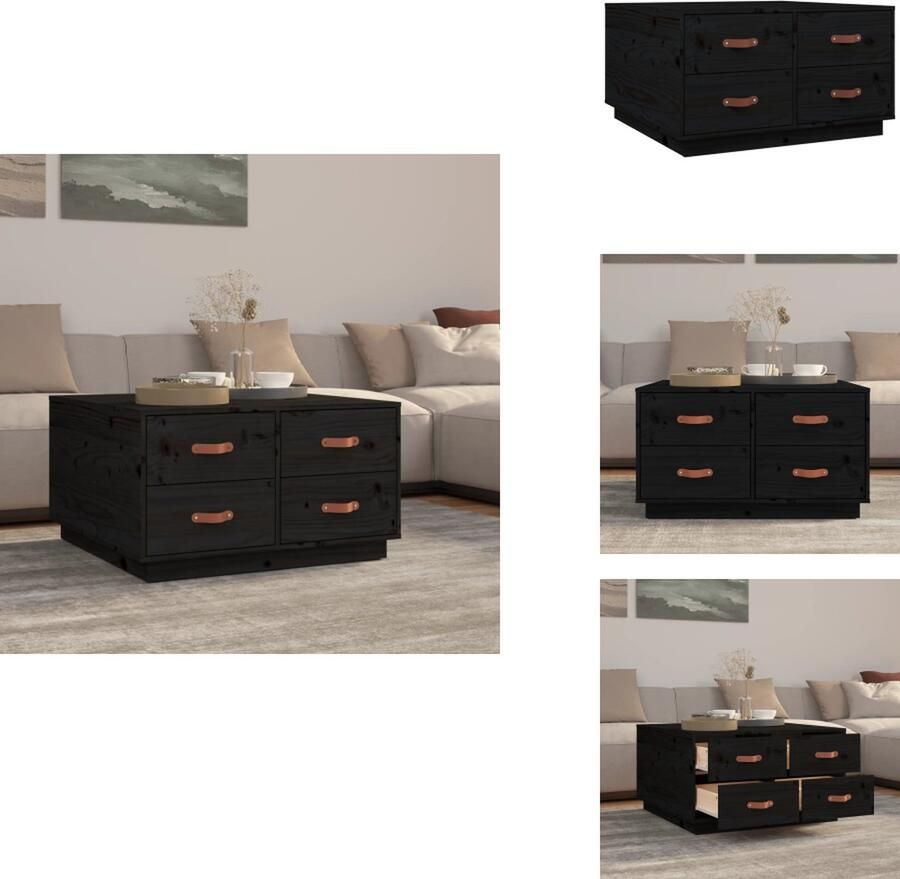 VidaXL Salontafel Salontafels Bijzettafel Banktafel Salontafel 80x80x45 cm massief grenenhout zwart
