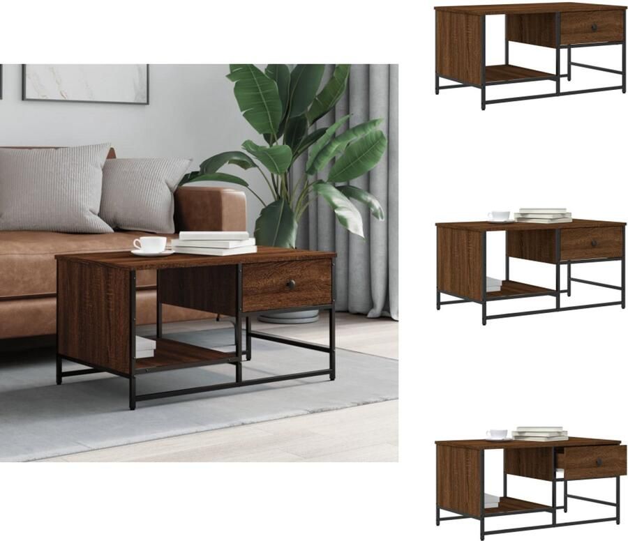 VidaXL Salontafel Salontafels Bijzettafel Banktafel Salontafel 85 5x51x45 cm bewerkt hout bruin eikenkleur