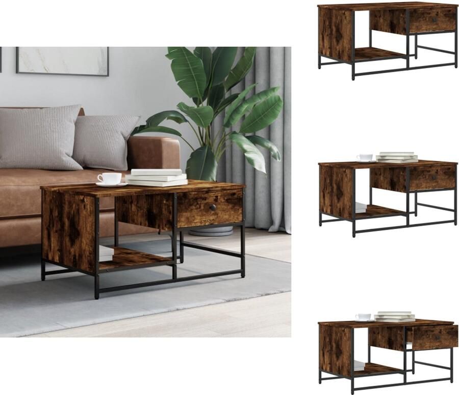 VidaXL Salontafel Salontafels Bijzettafel Banktafel Salontafel 85 5x51x45 cm bewerkt hout gerookt eikenkleurig