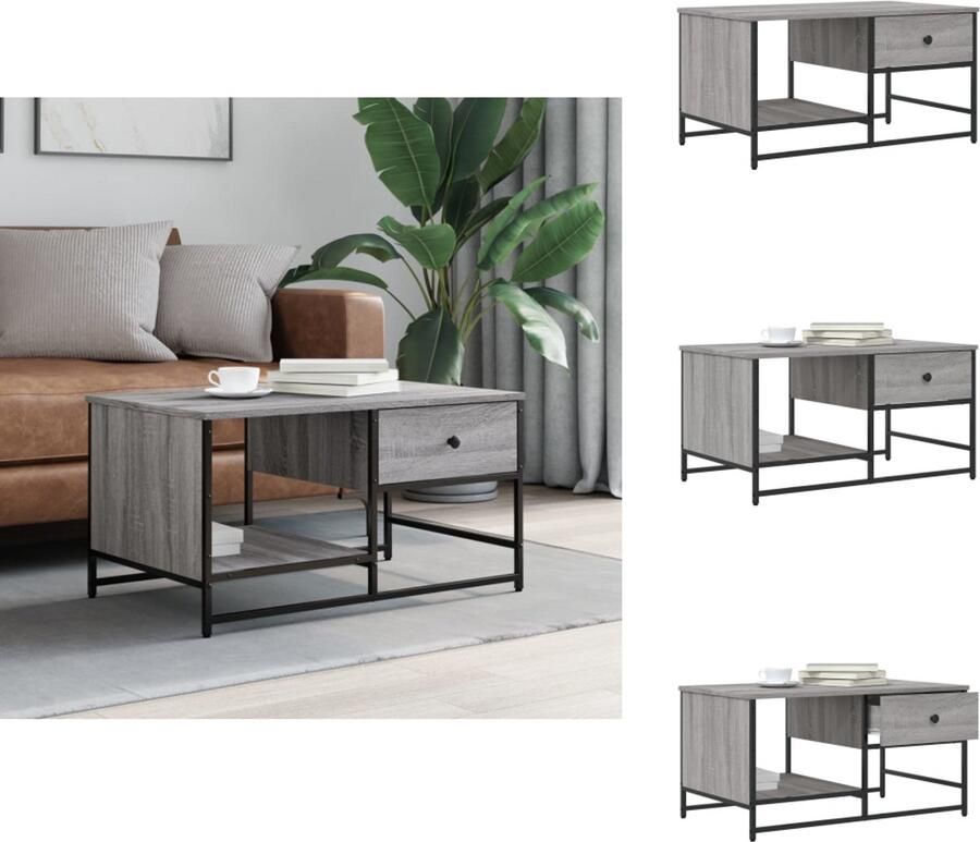 VidaXL Salontafel Salontafels Bijzettafel Banktafel Salontafel 85 5x51x45 cm bewerkt hout grijs sonoma