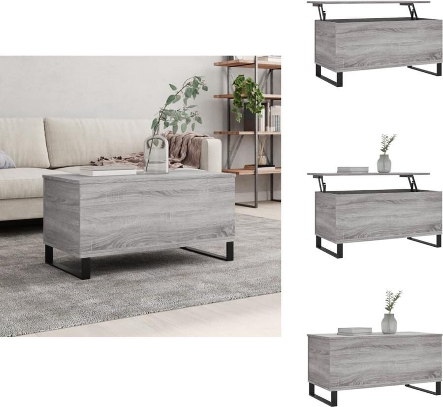 VidaXL Salontafel Salontafels Bijzettafel Banktafel Salontafel 90x44 5x45 cm bewerkt hout grijs sonoma eikenkleurig