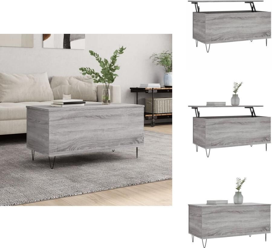 VidaXL Salontafel Salontafels Bijzettafel Banktafel Salontafel 90x44 5x45 cm bewerkt hout grijs sonoma eikenkleurig - Foto 2