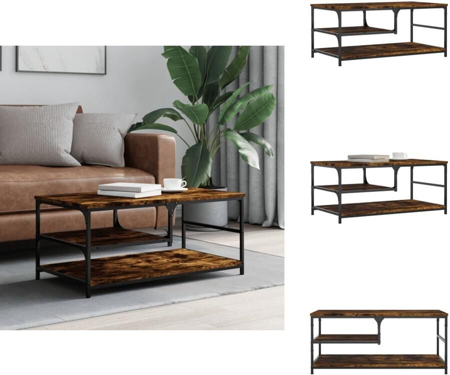 VidaXL Salontafel Salontafels Bijzettafel Banktafel Salontafel 90x49x40 cm bewerkt hout gerookt eikenkleurig