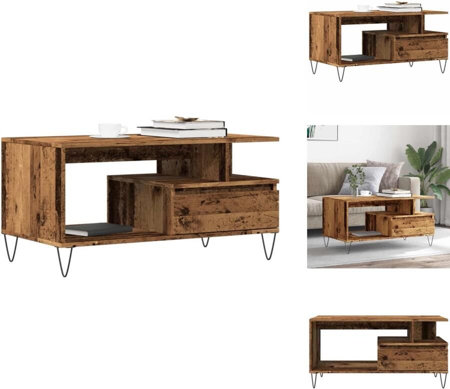 VidaXL Salontafel Salontafels Bijzettafel Banktafel Salontafel 90x49x45 cm bewerkt hout oud houtkleurig