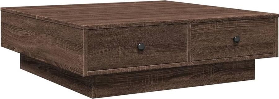 VidaXL Salontafel 90x90x28 cm bewerkt hout bruin eikenkleur Salontafel Salontafels Bijzettafel Banktafel
