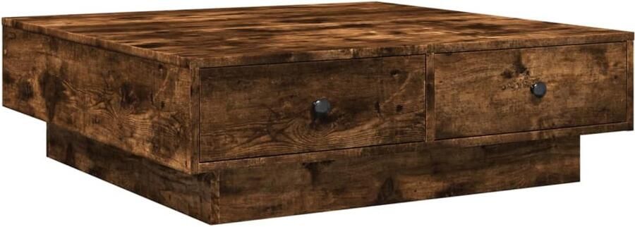 VidaXL Salontafel 90x90x28 cm bewerkt hout gerookt eikenkleurig Salontafel Salontafels Bijzettafel Banktafel