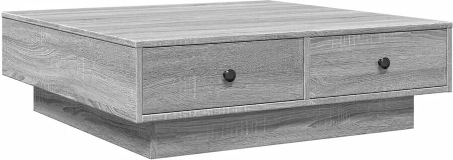 VidaXL Salontafel 90x90x28 cm bewerkt hout grijs sonoma eikenkleurig Salontafel Salontafels Bijzettafel Banktafel