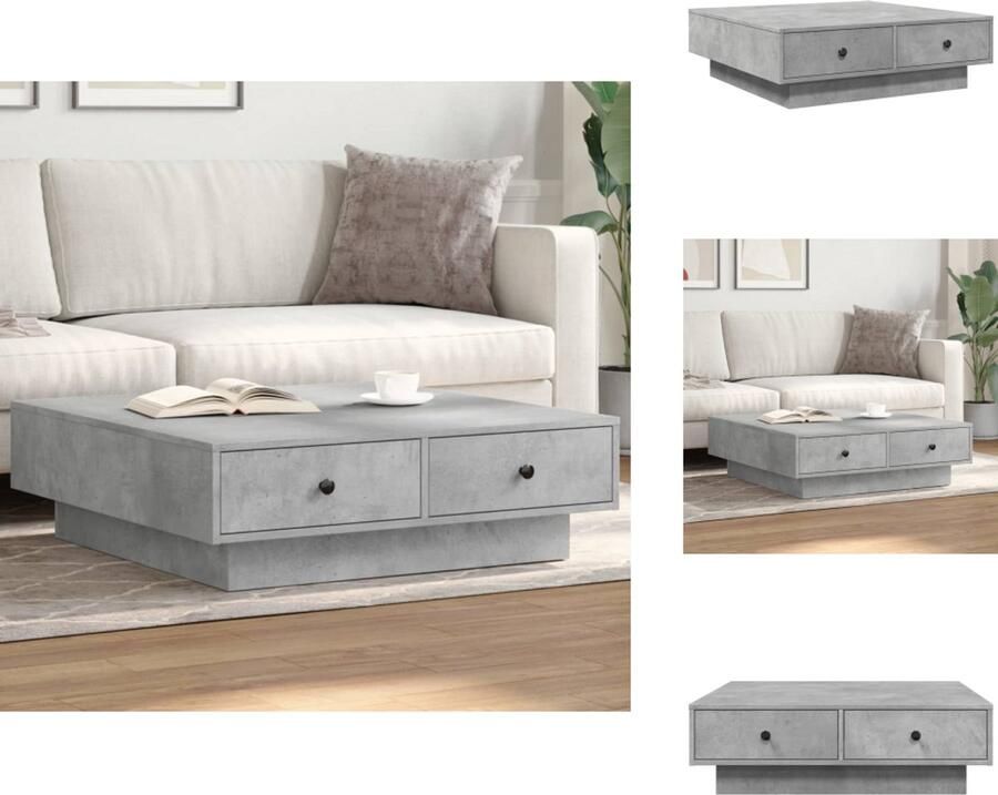 VidaXL Salontafel Salontafels Bijzettafel Banktafel Salontafel 90x90x28 cm spaanplaat betongrijs