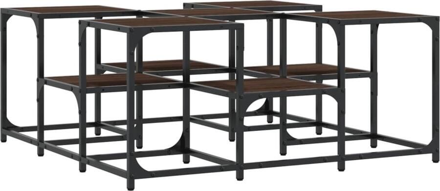 VidaXL Salontafel 91x91x40 cm bewerkt hout bruin eikenkleur Salontafel Salontafels Bijzettafel Banktafel