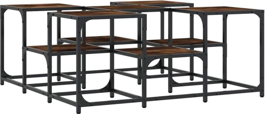 VidaXL Salontafel 91x91x40 cm bewerkt hout gerookt eikenkleurig Salontafel Salontafels Bijzettafel Banktafel