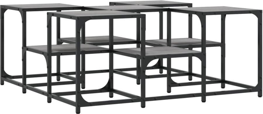 The Living Store Salontafel 91x91x40 cm bewerkt hout grijs sonoma eikenkleurig Salontafel Houten Salontafel Grijze Salontafel Design Salontafel Multifunctionele Salontafel