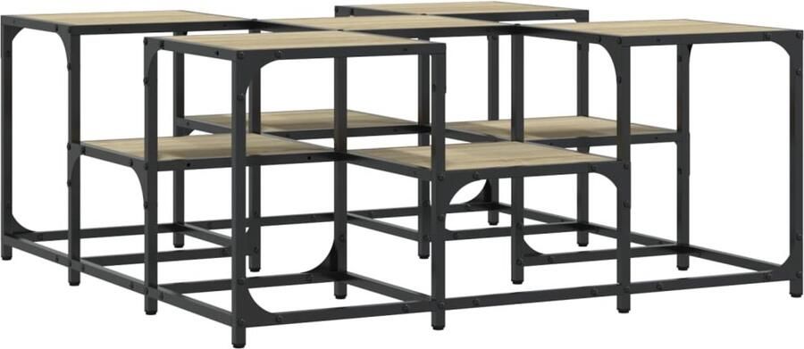 VidaXL Salontafel 91x91x40 cm bewerkt hout sonoma eikenkleurig Salontafel Salontafels Bijzettafel Banktafel