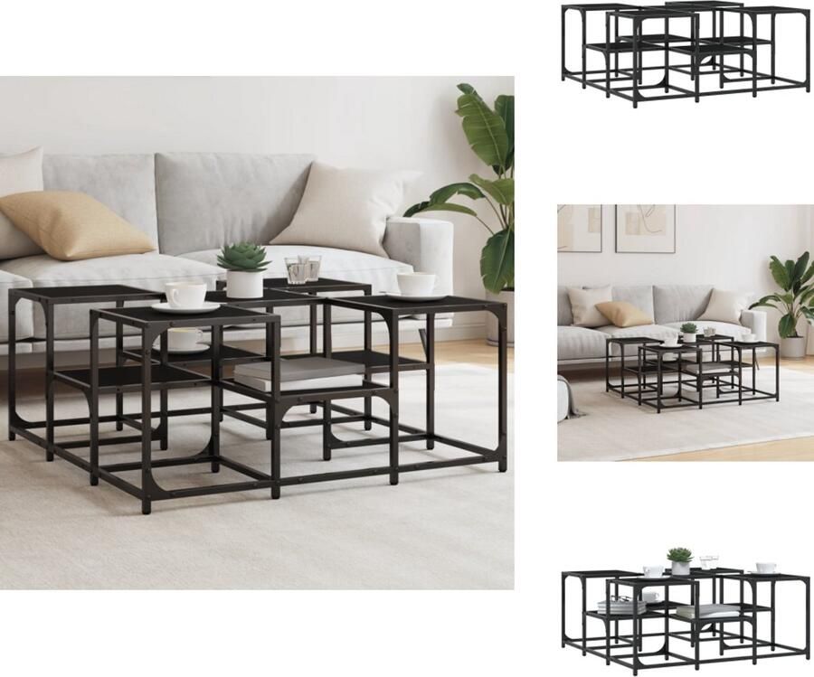 VidaXL Salontafel Salontafels Bijzettafel Banktafel Salontafel 91x91x40 cm bewerkt hout zwart