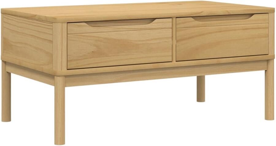 VidaXL Salontafel FLORO 99x55 5x45 cm massief grenenhout wasbruin Salontafel Salontafels Bijzettafel Banktafel