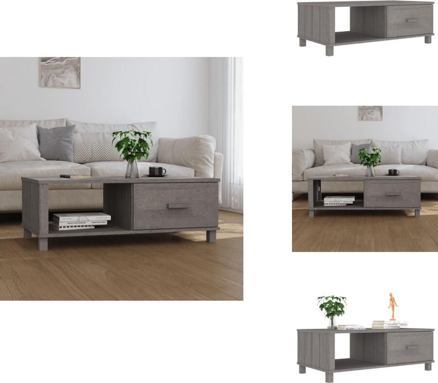 VidaXL Salontafel Salontafels Bijzettafel Banktafel Salontafel HAMAR 100x55x35 cm massief grenenhout lichtgrijs