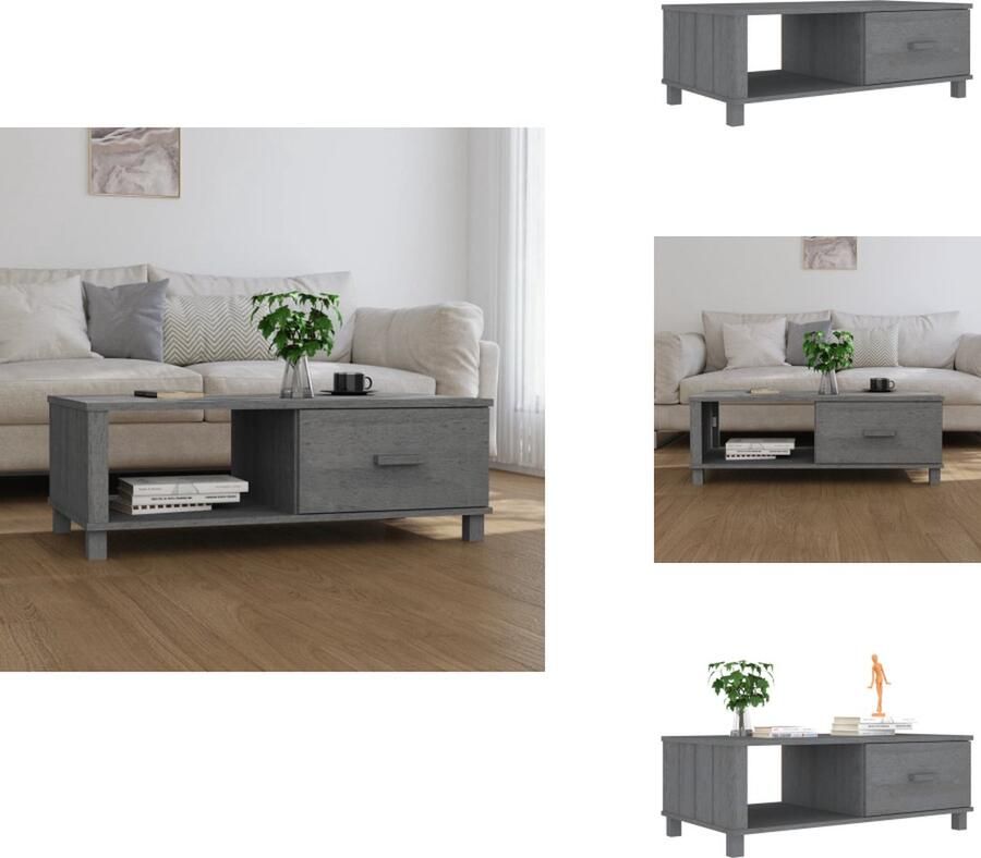 VidaXL Salontafel Salontafels Bijzettafel Banktafel Salontafel HAMAR 100x55x35 cm massief grenenhout donkergrijs