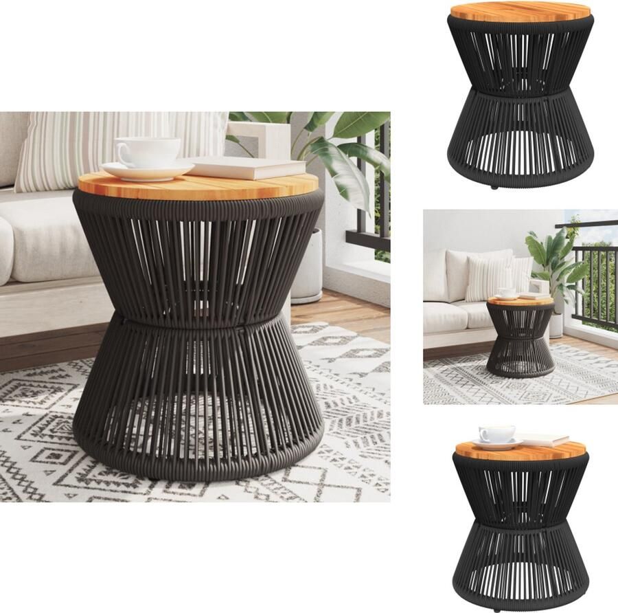 VidaXL Salontafel met draad Ø 45x44 cm massief acaciahout Salontafel Salontafels Bijzettafel Banktafel - Foto 2