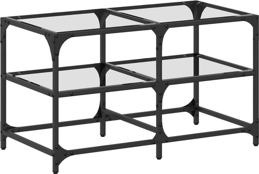 VidaXL Salontafel met transparant glazen blad 78 5x40x45 cm staal Salontafel Houten Salontafel Glazen Salontafel Moderne Salontafel Industriële Salontafel
