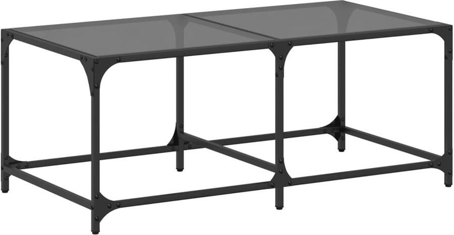 VidaXL Salontafel met zwart glazen blad 98 5x50x40 cm staal Salontafel Houten Salontafel Zwarte Salontafel Moderne Salontafel Industriële Salontafel