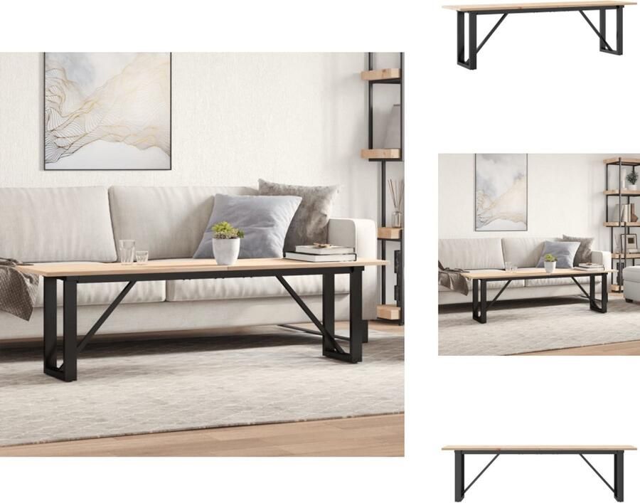 VidaXL Salontafel Salontafels Bijzettafel Banktafel Salontafel O-frame 160x40x45 cm massief grenenhout en gietijzer