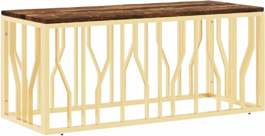 VidaXL Salontafel Roestvrij Staal Massief Hout Goud Salontafel Gouden Salontafel Houten Salontafel Vintage Salontafel Industriële Salontafel