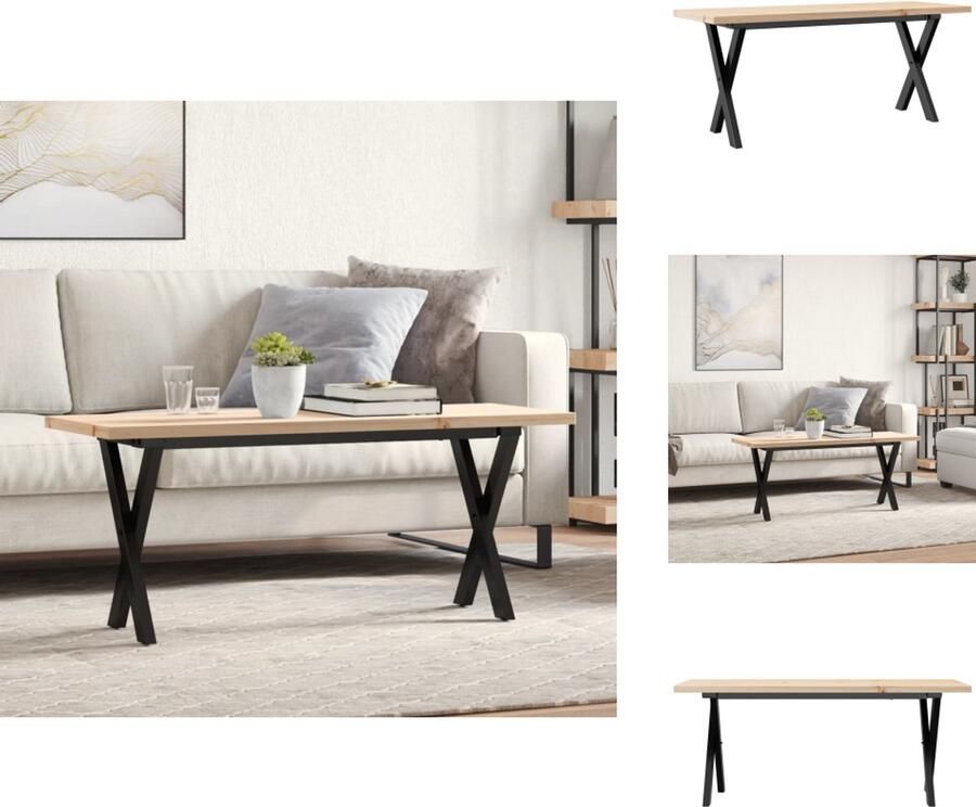 VidaXL Salontafel Salontafels Bijzettafel Banktafel Salontafel X-frame 110x40x45 5 cm grenenhout en gietijzer