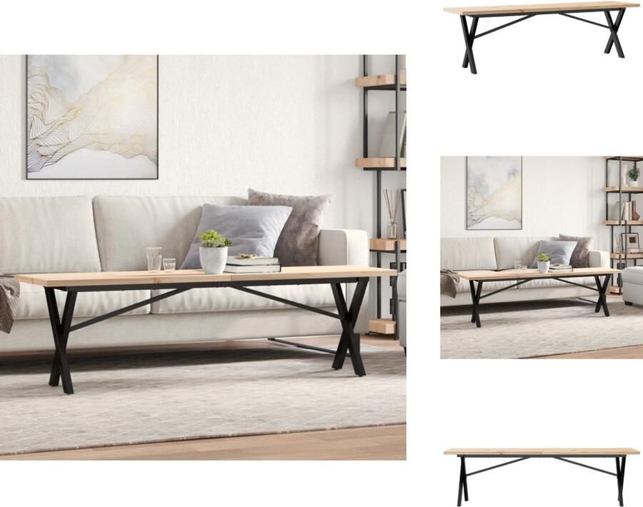 VidaXL Salontafel Salontafels Bijzettafel Banktafel Salontafel X-frame 160x40x45 5 cm grenenhout en gietijzer