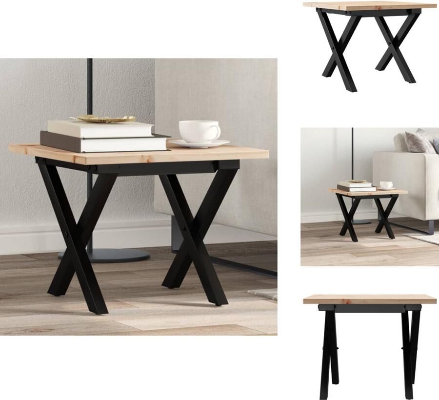 VidaXL Salontafel Salontafels Bijzettafel Banktafel Salontafel X-frame 40x40x35 cm massief grenenhout en gietijzer