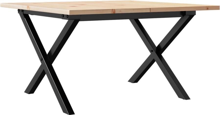 VidaXL Salontafel X-frame 60x60x40 cm massief grenenhout en gietijzer Salontafel Salontafels Bijzettafel Banktafel