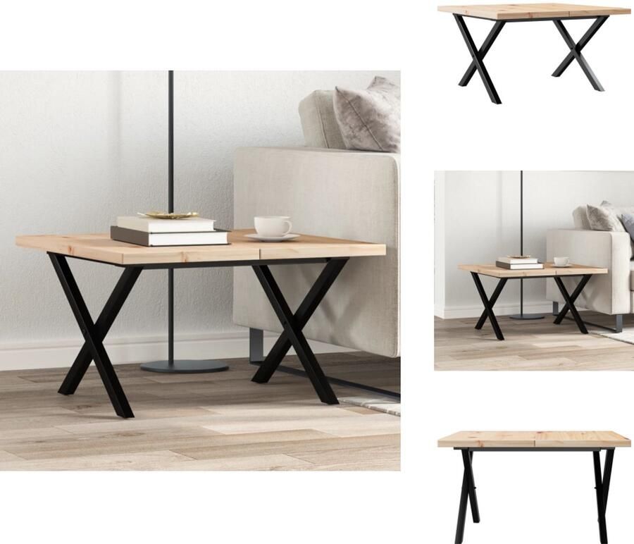 VidaXL Salontafel Salontafels Bijzettafel Banktafel Salontafel X-frame 70x70x40 5 cm grenenhout en gietijzer
