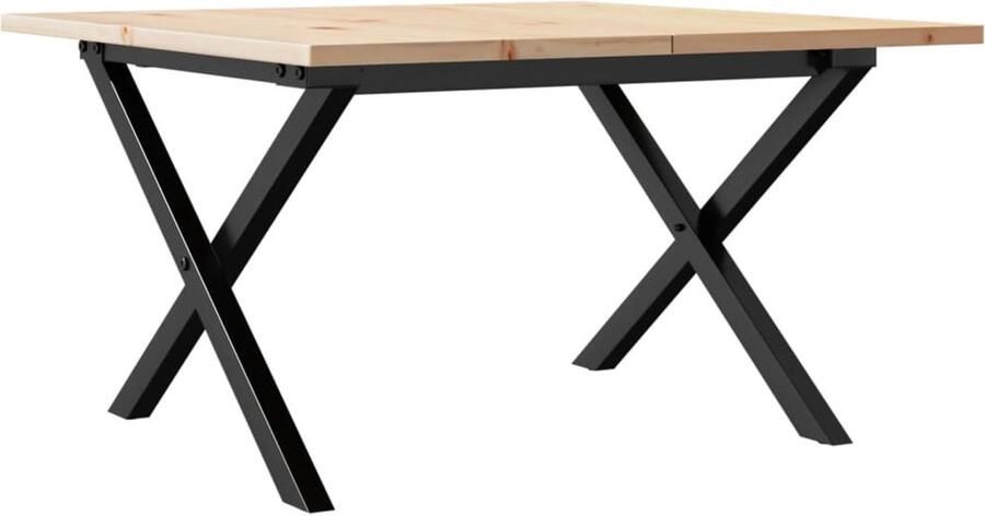 VidaXL Salontafel Salontafels Bijzettafel Banktafel Salontafel X-frame 70x70x40 cm massief grenenhout en gietijzer
