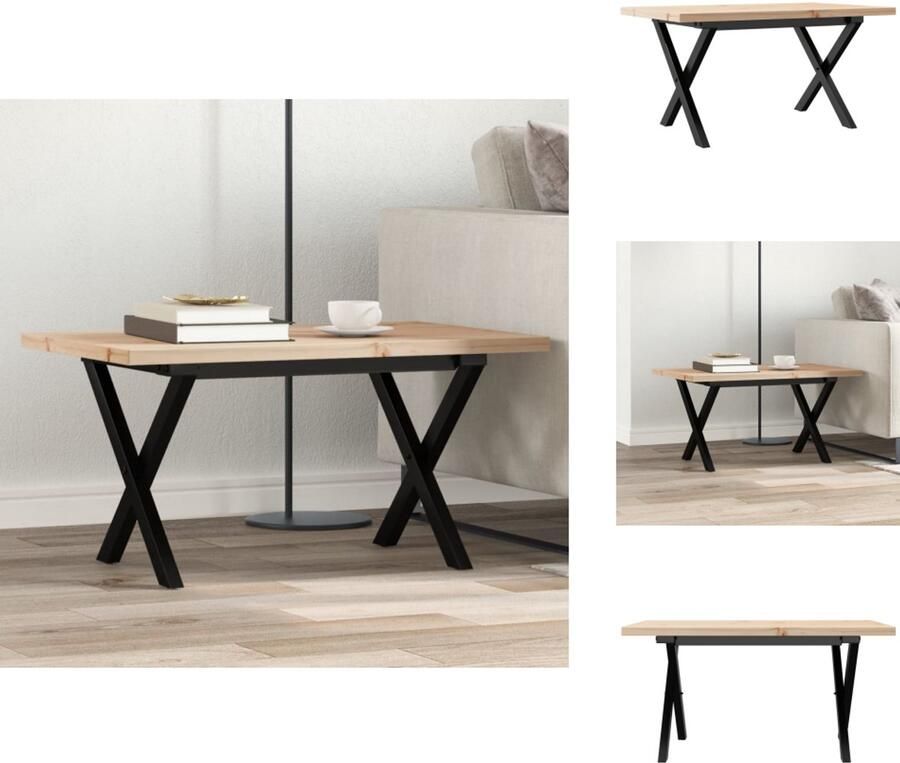 VidaXL Salontafel Salontafels Bijzettafel Banktafel Salontafel X-frame 80x50x40 5 cm grenenhout en gietijzer