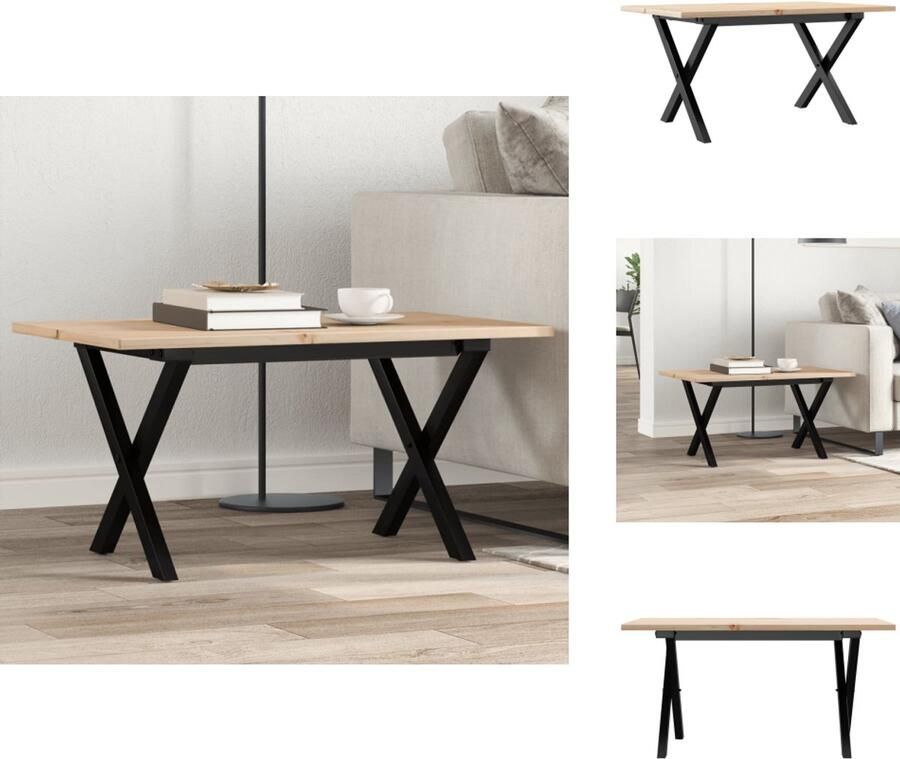 VidaXL Salontafel Salontafels Bijzettafel Banktafel Salontafel X-frame 80x50x40 cm massief grenenhout en gietijzer