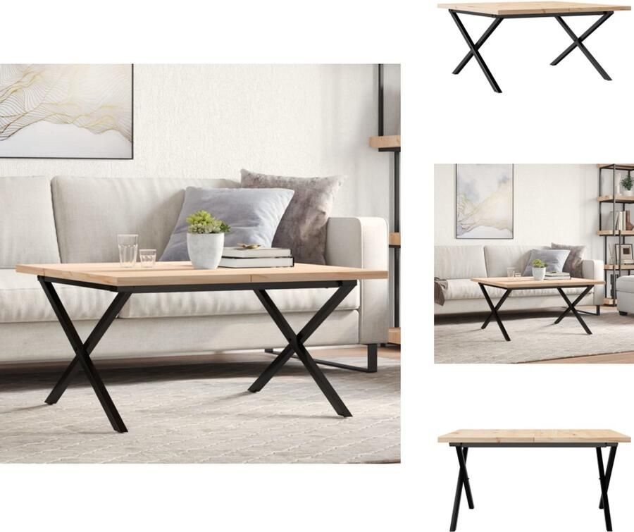 VidaXL Salontafel Salontafels Bijzettafel Banktafel Salontafel X-frame 80x80x45 5 cm grenenhout en gietijzer