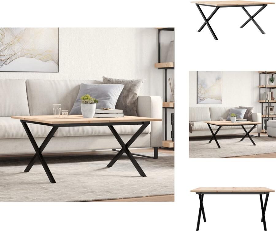 VidaXL Salontafel Salontafels Bijzettafel Banktafel Salontafel X-frame 90x90x45 cm massief grenenhout en gietijzer
