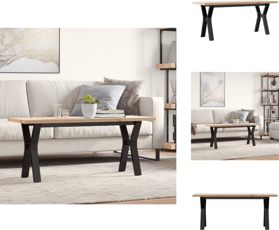 VidaXL Salontafel Salontafels Bijzettafel Banktafel Salontafel Y-frame 110x40x45 5 cm grenenhout en gietijzer
