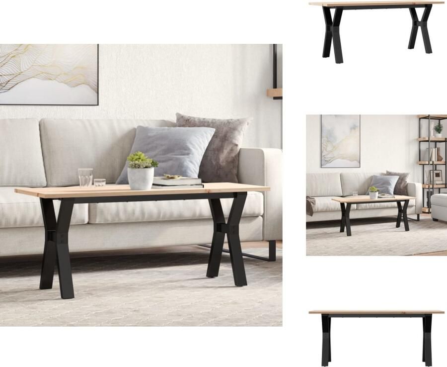 VidaXL Salontafel Salontafels Bijzettafel Banktafel Salontafel Y-frame 110x40x45 cm massief grenenhout en gietijzer