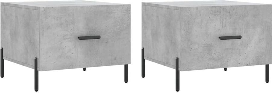 VidaXL Salontafels Set van 2 50x50x40 cm Betongrijs Salontafel Bijzettafel Houten Salontafel Beton Grijze Salontafel Salontafeltje Tv Stand Living Room Furniture