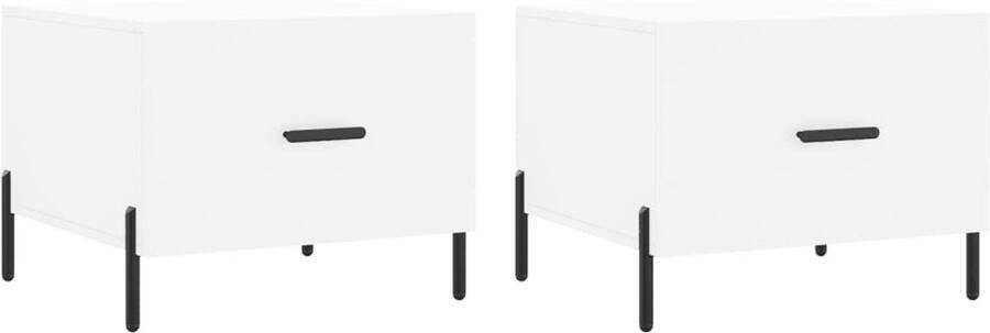 VidaXL Salontafel Salontafels Bijzettafel Banktafel Salontafels 2 st 50x50x40 cm bewerkt hout wit
