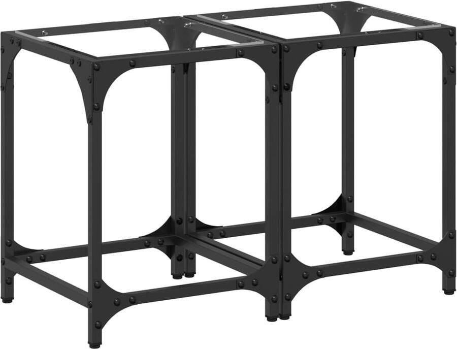 VidaXL Salontafels 2 st met transparant glazen blad 30x30x40 cm staal Salontafel Salontafels Bijzettafel Banktafel