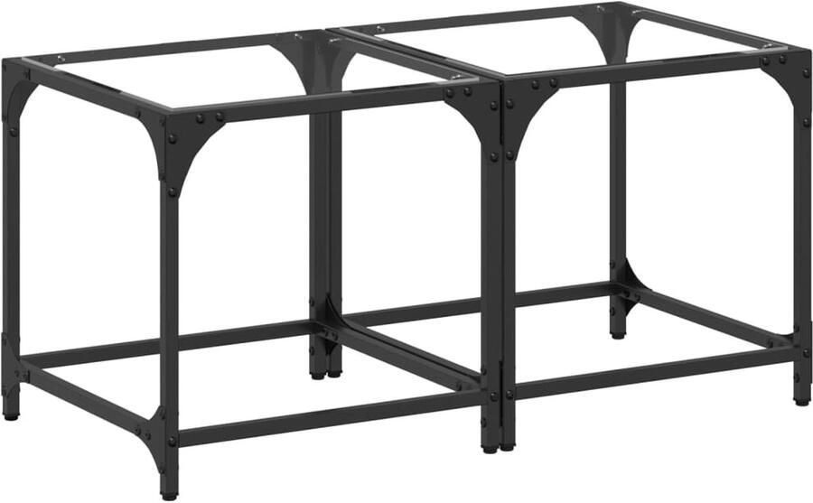 VidaXL Salontafels 2 st met transparant glazen blad 40x40x40 cm staal Salontafel Salontafels Bijzettafel Banktafel