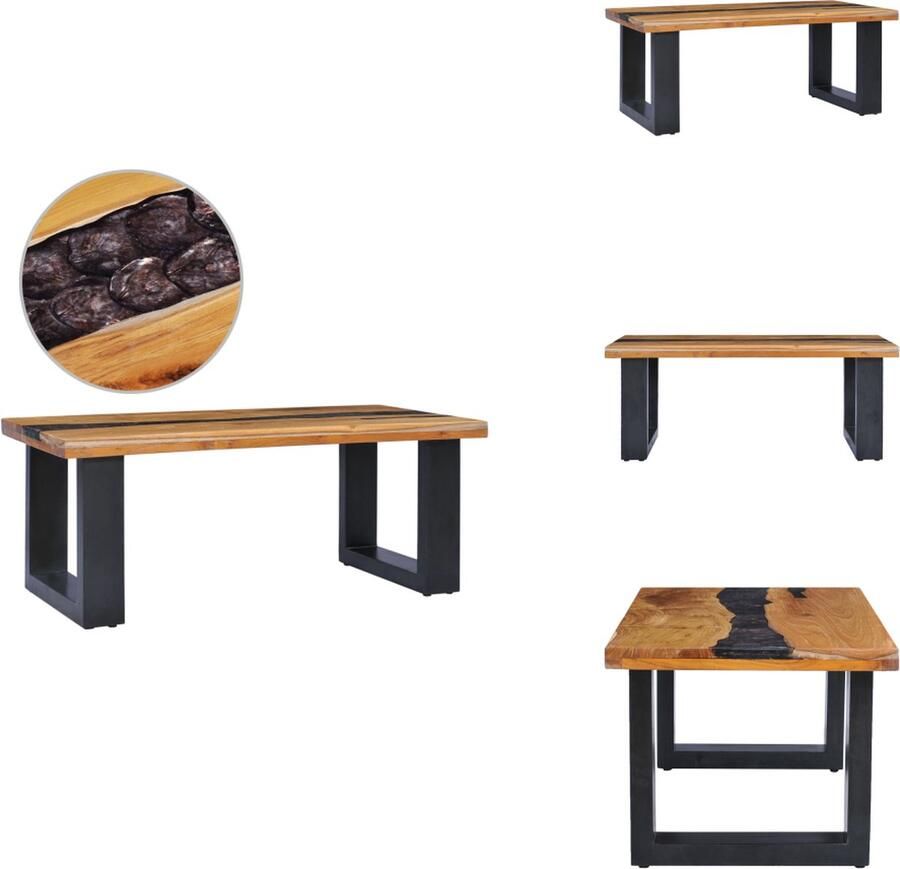 VidaXL Salontafel Salontafels Bijzettafel Bijzettafels Salontafel 100x50x40 cm massief teakhout en polyresin