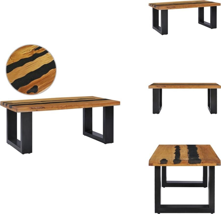 VidaXL Salontafel Salontafels Bijzettafel Bijzettafels Salontafel 100x50x40 cm massief teakhout en lavasteen